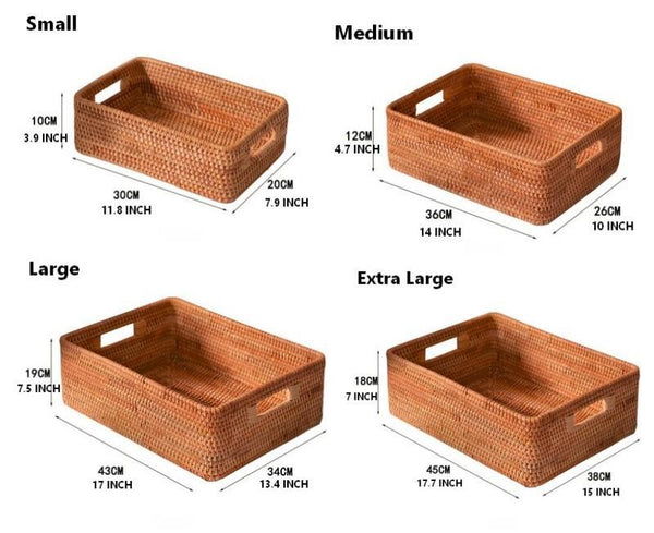 Rattan Storage Baskets for Kitchen, Rectangular Storage Baskets for Pantry, Storage Baskets for Shelves, Woven Storage Baskets for Bathroom-artworkcanvas