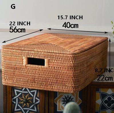 Wicker Rectangular Storage Basket with Lid, Extra Large Storage Baskets for Clothes, Kitchen Storage Baskets, Oversized Storage Baskets for Bedroom-artworkcanvas