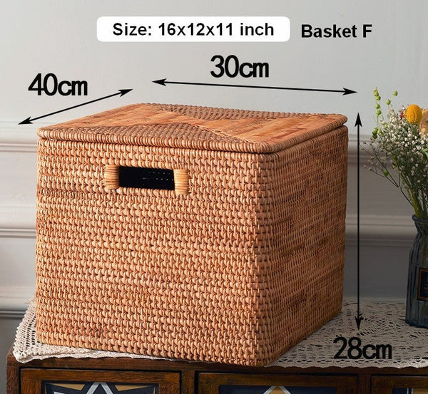 Storage Basket for Shelves, Large Rectangular Storage Basket, Storage Baskets for Kitchen, Woven Storage Basket for Living Room-artworkcanvas