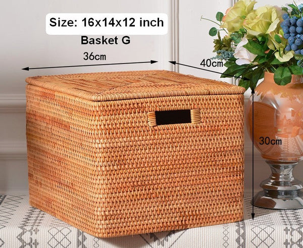 Storage Basket for Shelves, Large Rectangular Storage Basket, Storage Baskets for Kitchen, Woven Storage Basket for Living Room-artworkcanvas