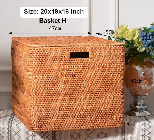 Storage Basket for Shelves, Large Rectangular Storage Basket, Storage Baskets for Kitchen, Woven Storage Basket for Living Room-artworkcanvas