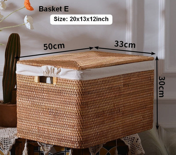 Extra Large Rattan Storage Baskets, Oversized Laundry Storage Baskets, Round Storage Baskets, Storage Baskets for Clothes, Storage Baskets for Bathroom-artworkcanvas