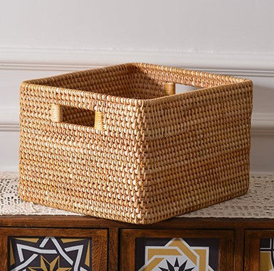 Extra Large Storage Baskets for Living Room, Storage Baskets for Clothes, Rectangular Storage Basket for Shelves, Woven Rattan Storage Basket for Kitchen-artworkcanvas