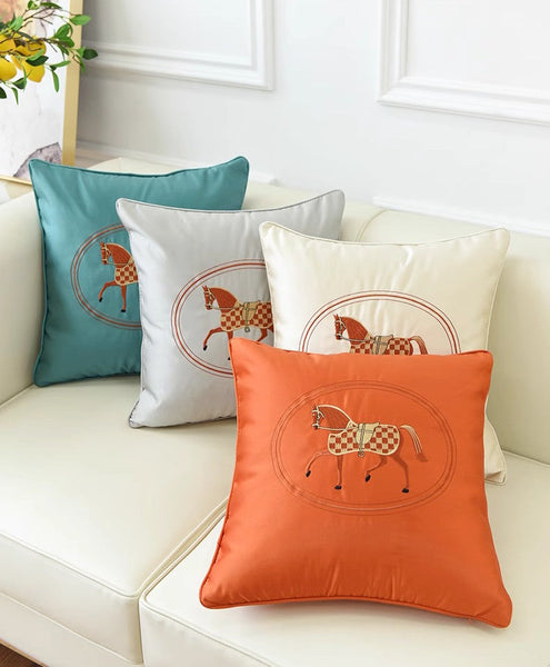 Decorative Throw Pillows for Couch, Modern Sofa Decorative Pillows, Embroider Horse Pillow Covers, Horse Modern Decorative Throw Pillows-artworkcanvas