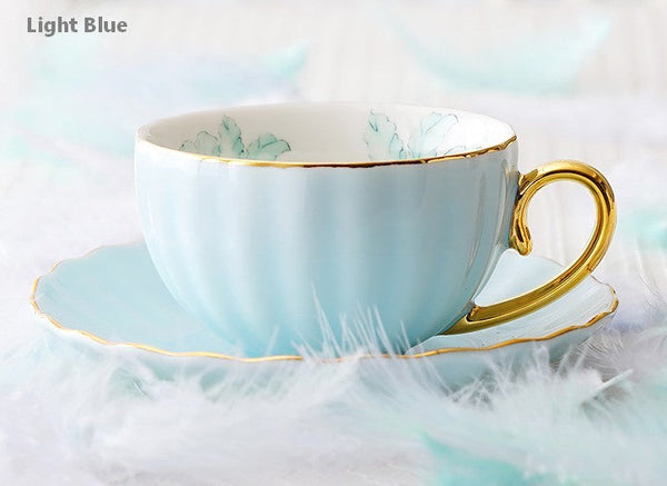 Beautiful British Tea Cups, Unique Afternoon Tea Cups and Saucers, Elegant Ceramic Coffee Cups, Royal Bone China Porcelain Tea Cup Set-artworkcanvas