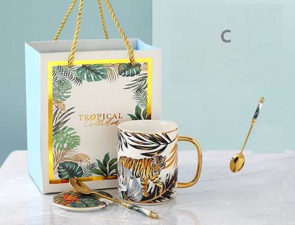 Ceramic Mugs for Office, Large Capacity Jungle Animal Porcelain Mugs, Creative Porcelain Cups, Unique Ceramic Mugs in Gift Box-artworkcanvas