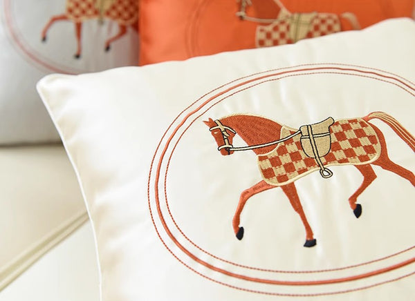 Modern Sofa Decorative Pillows, Embroider Horse Pillow Covers, Modern Decorative Throw Pillows, Horse Decorative Throw Pillows for Couch-artworkcanvas