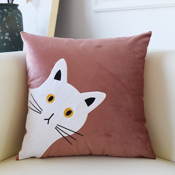 Decorative Throw Pillows, Modern Sofa Decorative Pillows, Lovely Cat Pillow Covers for Kid's Room, Cat Decorative Throw Pillows for Couch-artworkcanvas