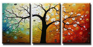 Abstract Art, Canvas Painting, Wall Art, Large Painting, 3 Piece Canvas Art, Tree of Life Painting-artworkcanvas