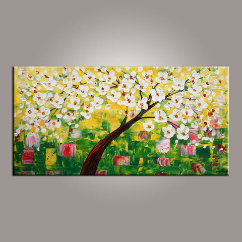 Canvas Wall Art, Flower Tree Painting, Abstract Art Painting, Painting on Sale, Dining Room Wall Art, Canvas Art, Modern Art, Contemporary Art-artworkcanvas