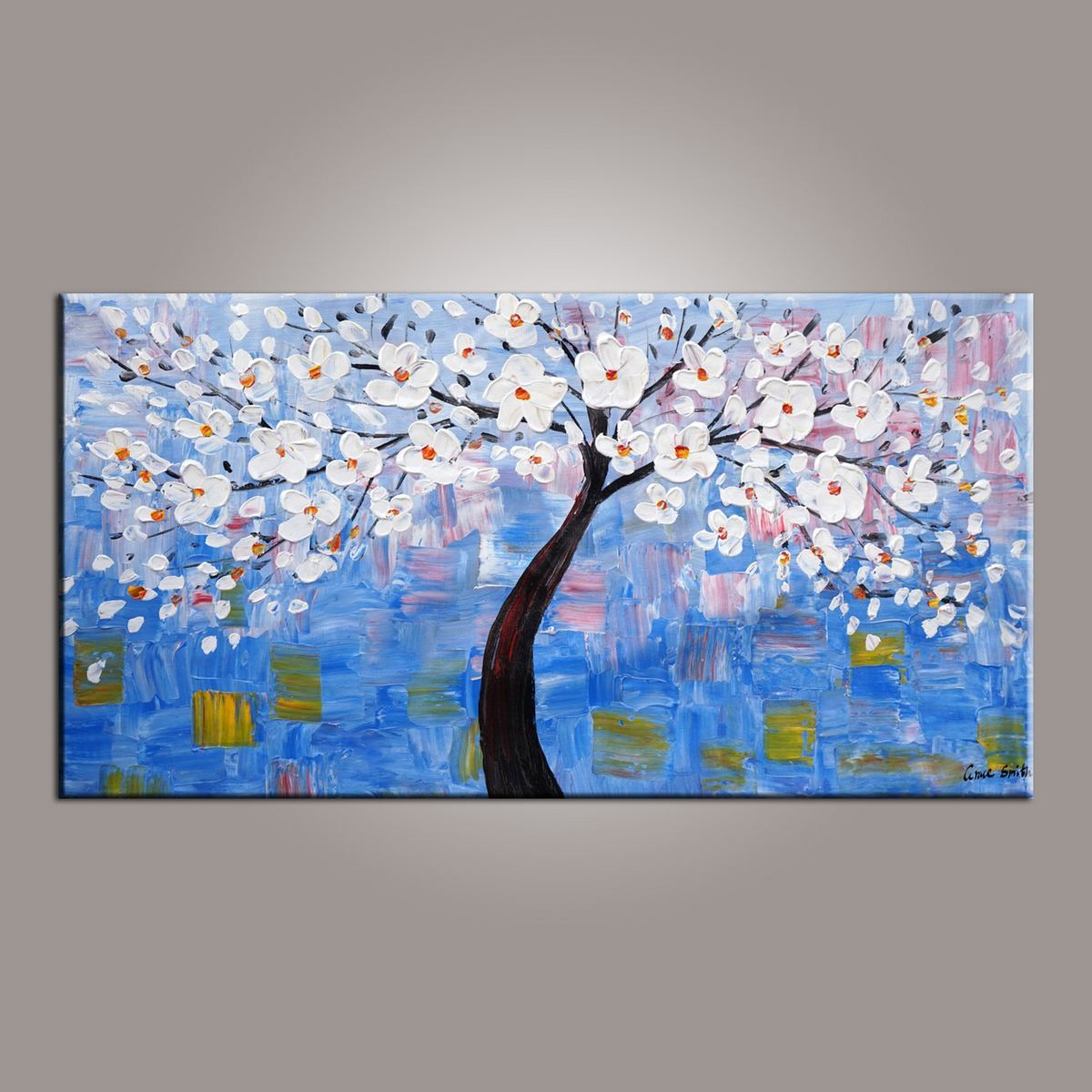 Abstract Canvas Art, Flower Tree Painting, Tree of Life Painting, Painting on Sale, Contemporary Art-artworkcanvas