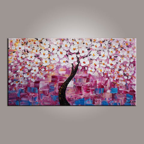 Flower Tree Painting, Art on Sale, Abstract Art Painting, Dining Room Wall Art, Art on Canvas, Modern Art, Contemporary Art-artworkcanvas