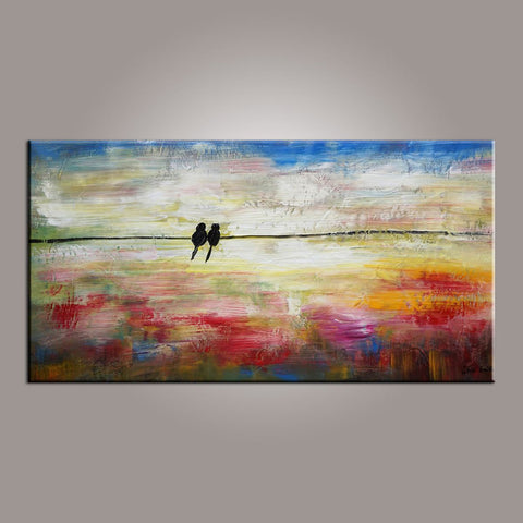 Modern Art, Abstract Art, Love Birds Painting, Painting for Sale, Contemporary Art, Flower Art, Abstract Art, Living Room Wall Art, Canvas Art-artworkcanvas