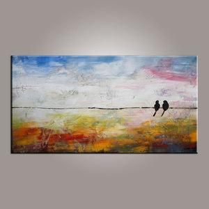 Love Birds Painting, Painting for Sale, Modern Art, Abstract Art, Contemporary Art, Abstract Art, Living Room Wall Art, Canvas Art-artworkcanvas