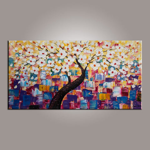 Painting on Sale, Canvas Art, Flower Tree Painting, Abstract Art Painting, Living Room Wall Art, Art on Canvas, Modern Art, Contemporary Art-artworkcanvas