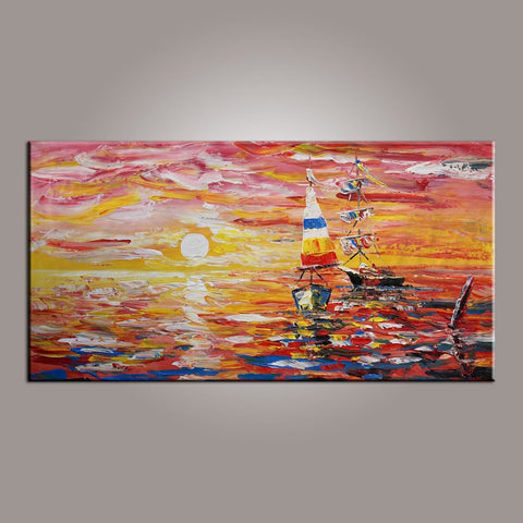 Contemporary Art, Boat Painting, Modern Art, Art Painting, Abstract Art, Living Room Wall Art, Canvas Art, Art for Sale-artworkcanvas