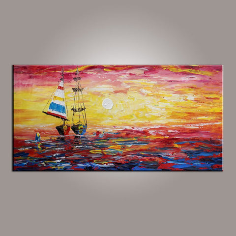 Dining Room Wall Art, Canvas Art, Art for Sale, Contemporary Art, Boat Painting, Modern Art, Art Painting, Abstract Art-artworkcanvas