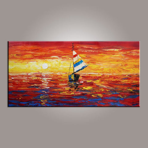 Contemporary Art, Art on Canvas, Boat Painting, Modern Art, Art Painting, Abstract Art, Dining Room Wall Art, Canvas Art, Art for Sale-artworkcanvas