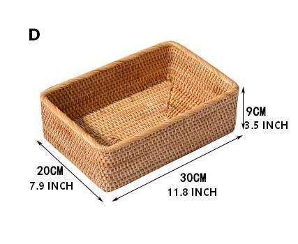 Woven Rectangular Basket for Shelves, Rattan Storage Basket, Storage Baskets for Bathroom, Woven Baskets for Living Room-artworkcanvas