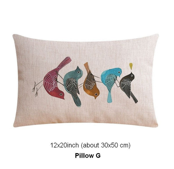 Love Birds Throw Pillows for Couch, Singing Birds Decorative Throw Pillows, Modern Sofa Decorative Pillows, Decorative Pillow Covers-artworkcanvas