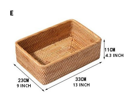 Rectangular Storage Basket for Living Room, Small Kitchen Storage Baskets, Woven Storage Baskets, Rattan Storage Baskets for Shelves-artworkcanvas