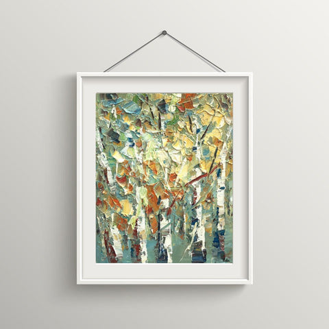 Autumn Tree Painting, Abstract Landscape Painting, Small Oil Painting, Heavy Texture Oil Painting, 10X12 inch-artworkcanvas