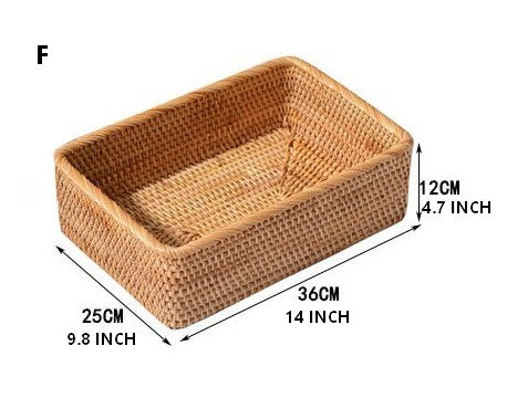 Rectangular Storage Basket for Living Room, Small Kitchen Storage Baskets, Woven Storage Baskets, Rattan Storage Baskets for Shelves-artworkcanvas