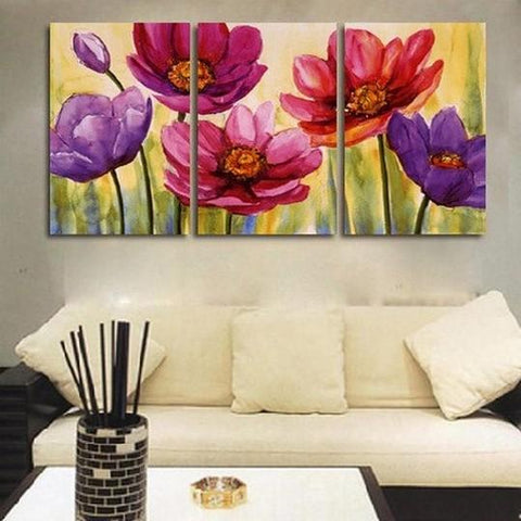 Flower Art, Floral Painting, Canvas Painting, Original Art, Large Painting, Abstract Oil Painting, Living Room Art, Modern Art, 3 Piece Wall Art, Abstract Painting-artworkcanvas