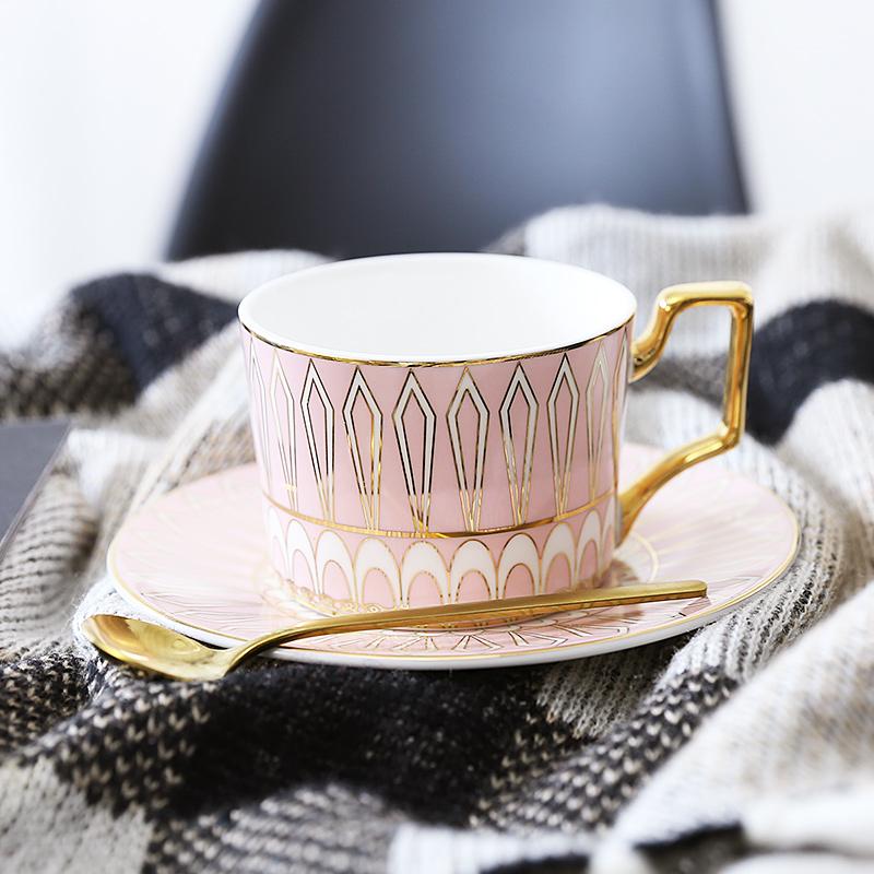 Latte Coffee Cups with Gold Trim and Gift Box, British Tea Cups, Elegant Porcelain Coffee Cups, Tea Cups and Saucers-artworkcanvas