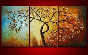 Canvas Painting, Original Art, Abstract Oil Painting, 3 Piece Wall Art, Abstract Painting, Tree of Life Painting-artworkcanvas