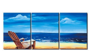 Mediterranean Sea, Seashore Painting, Landscape Painting, Large Painting, Living Room Wall Art, Modern Art, 3 Piece Wall Art, Abstract Painting, Wall Hanging-artworkcanvas