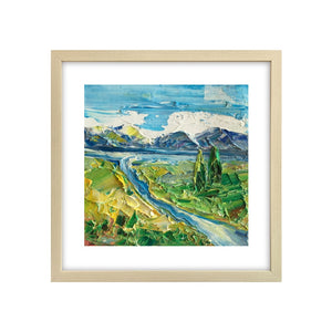 Original Small Painting, Heavy Texture Oil Painting, Mountain River Painting, 8X8 inch-artworkcanvas