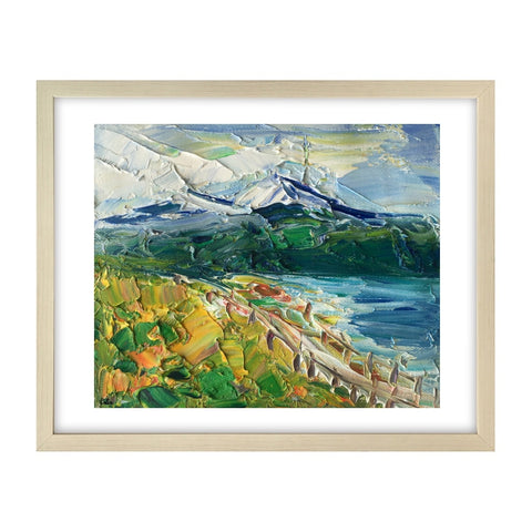 Canvas Wall Art, Small Painting, Heavy Texture Oil Painting, Mountain Lake Painting, 9X11 inch-artworkcanvas