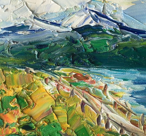 Canvas Wall Art, Small Painting, Heavy Texture Oil Painting, Mountain Lake Painting, 9X11 inch-artworkcanvas