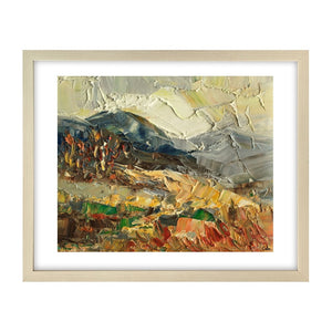 Canvas Painting, Heavy Texture Oil Painting, Autumn Mountain Tree Painting, Original Small Painting, 8X10 inch-artworkcanvas