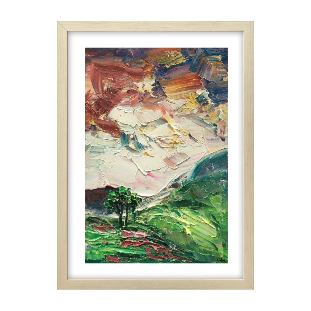 Mountain Sky Painting, Heavy Texture Oil Painting, Original Small Painting, 10X16 inch-artworkcanvas