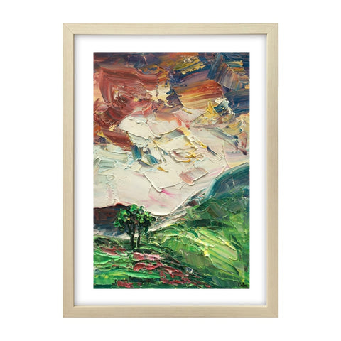 Mountain Sky Painting, Heavy Texture Oil Painting, Original Small Painting, 10X16 inch-artworkcanvas