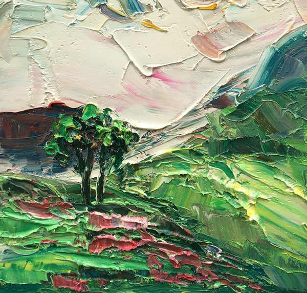 Mountain Sky Painting, Heavy Texture Oil Painting, Original Small Painting, 10X16 inch-artworkcanvas