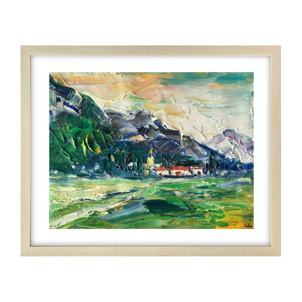 Canvas Art, Small Painting, Heavy Texture Oil Painting, Mountain Tree Painting, 10X13 inch-artworkcanvas