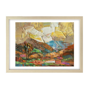 Autumn Mountain Tree Painting, Small Oil Painting, Landscape Painting, Heavy Texture Art-artworkcanvas