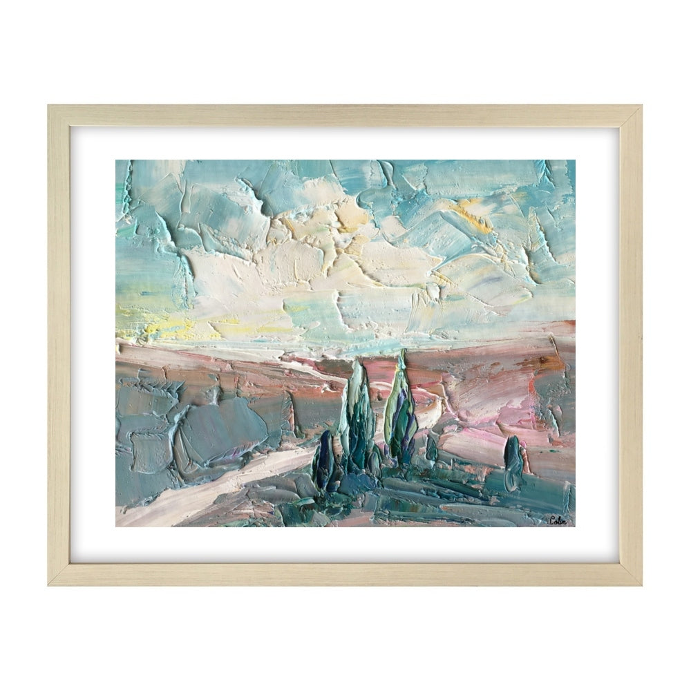 Landscape Painting, Cypress Tree Painting, Small Oil Painting, Heavy Texture Oil Painting, 10X12 inch-artworkcanvas