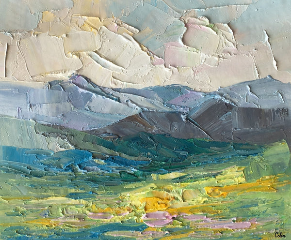 Small Oil Painting, Spring Mountain Cypress Tree Painting, Landscape Painting, Heavy Texture Art, 10X12 inch-artworkcanvas