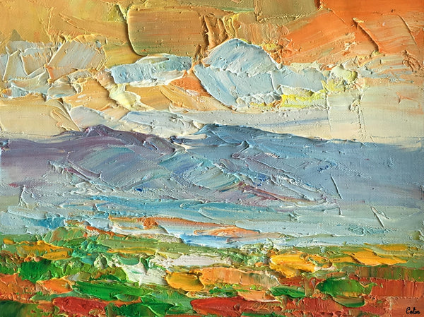 Small Oil Painting, Heavy Texture Oil Painting, Mountain Landscape Painting-artworkcanvas