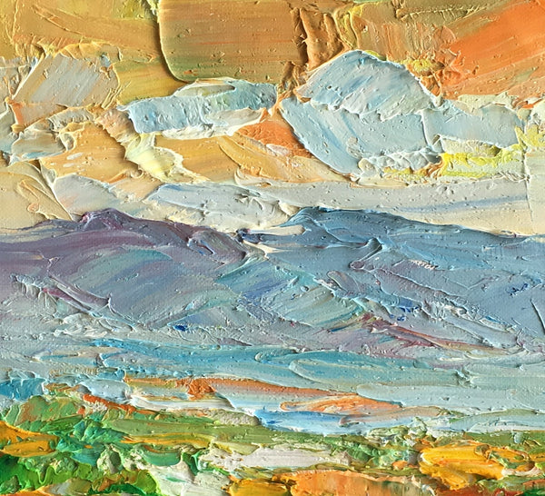 Small Oil Painting, Heavy Texture Oil Painting, Mountain Landscape Painting-artworkcanvas