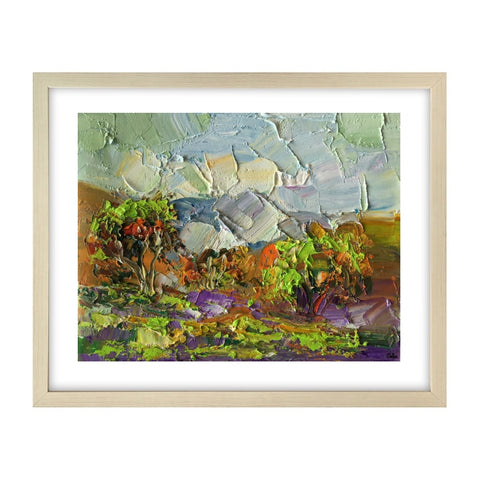 Original Small Painting, Canvas Painting, Heavy Texture Oil Painting, Mountain Tree Painting-artworkcanvas