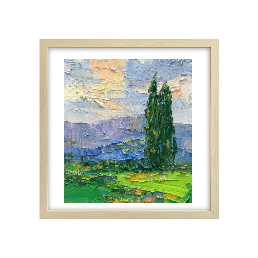 Landscape Painting, Mountain Tree Painting, Small Oil Painting, Heavy Texture Oil Painting-artworkcanvas