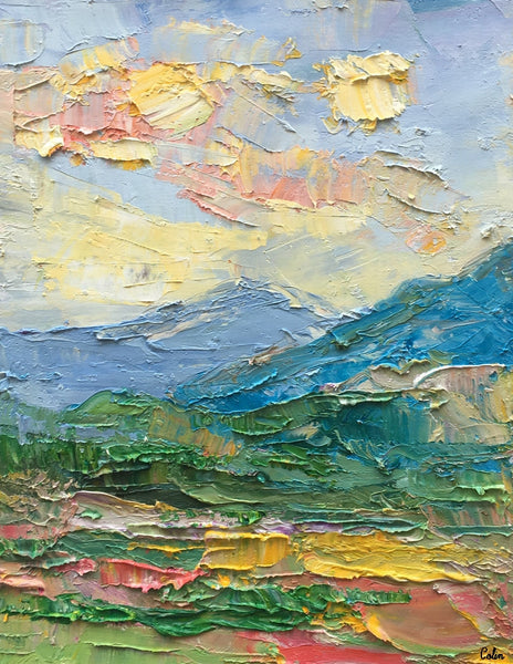 Abstract Landscape Painting, Small Oil Painting, Heavy Texture Oil Painting, Impasto Painting-artworkcanvas
