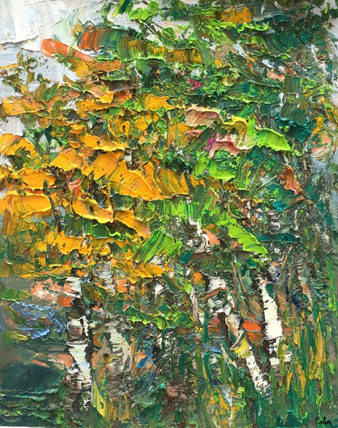 Abstract Landscape Painting, Small Oil Painting, Heavy Texture Oil Painting, Forest Tree Painting-artworkcanvas