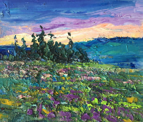 Landscape Painting, Mountain Tree Painting, Small Oil Painting, Heavy Texture Oil Painting-artworkcanvas