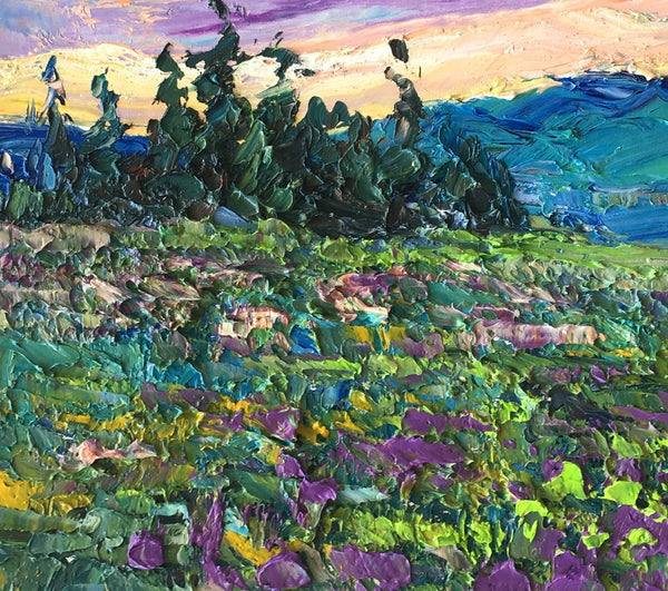 Landscape Painting, Mountain Tree Painting, Small Oil Painting, Heavy Texture Oil Painting-artworkcanvas